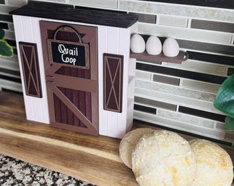 Wachteleier Coop Stand | Hält 24 Wachteleier | Druckbare 3D STL | Eierhalter im Barn-Stil | Benutzerdefinierte Zeichenoption
