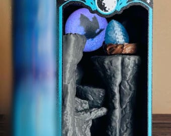 Drachenei Bücherecke | Fantasy Bücherregal Einsatz | 3D gedruckter Drachen Dekor | Buch-Liebhaber-Geschenk