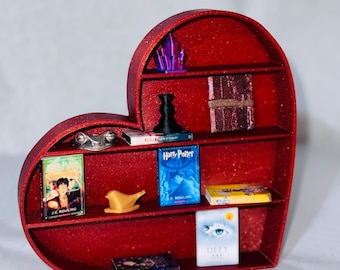 Miniature Heart Bookshelf for 1.1in tall books| Mini Bookcase| Books| Book shelf| 3d printed