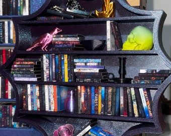 Spider Web Miniature Bookshelf for 1.1in tall books| Mini Bookcase| Books| Haunted Halloween | Witch|  Book shelf| 3d Printed | Handmade|