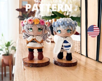 エルフの魔法使いと勇者のあみぐるみパターン