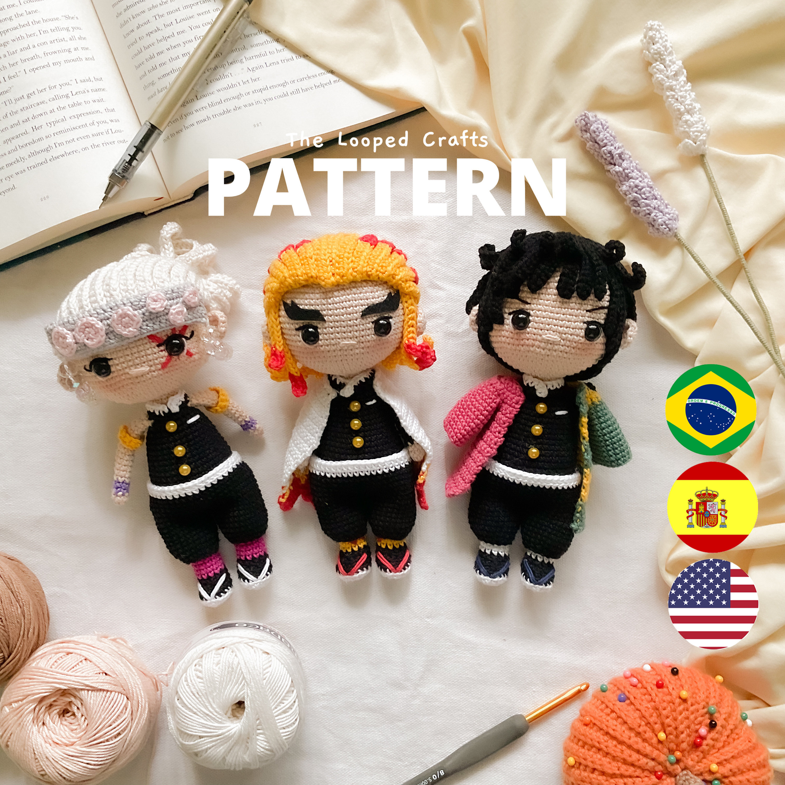 Dedoche de Amigurumi dos personagens do Attack on titan