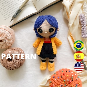 Amigurumi Pattern Cora the Button-Eyed Girl Crochet