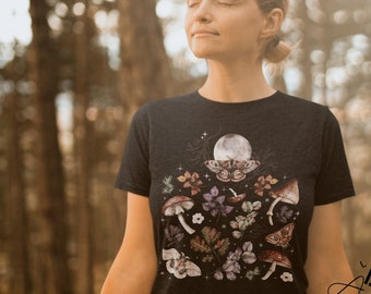 Goblincore Mushroom shirt Goblincore clothing Fairy grunge Fairycore Alt clothing Witchy clothing Moth shirt Dark cottagecore Mystical shirt