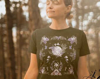 Goblincore Mushroom shirt Goblincore clothing Fairy grunge Fairycore Alt clothing Witchy clothing Dark cottagecore Mystical shirt Moth shirt