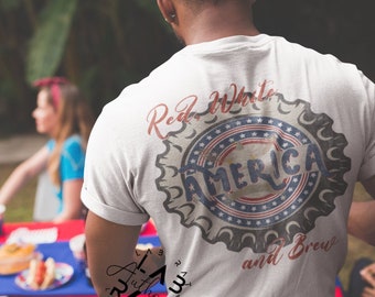 Red White and Brew shirt 4th of july drinking shirt 4th of july shirt Beer shirt Red white and blue shirt Distressed shirt