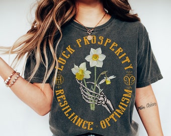 Birth flower shirt Birth month flower shirt Pisces gifts Aries gift March Birth flower gift Cottagecore shirt Mystical shirt Flower shirt