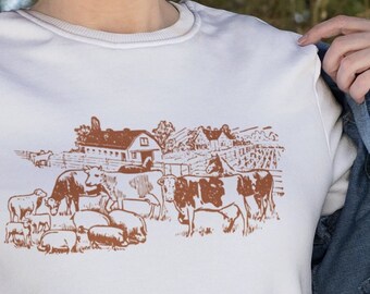 Maglione mucca Felpa mucca Cottagecore maglione vintage Cow Outfit Camicia cowgirl Camicia Cottagecore camicia mucca camicia farm girl camicia mucca regalo