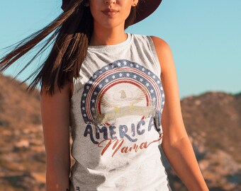 American Mama tank American mama Shirt retro mama shirt fourth of July tank 4th of July tank Country Concert tank america tank top patriotic