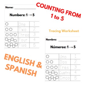 Worksheet: Counting 1-5 (English & Spanish)