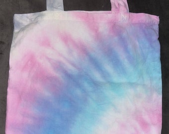 Handmade Tie Dye Organic Cotton Tote Bag: Green & Yellow Bohemian 