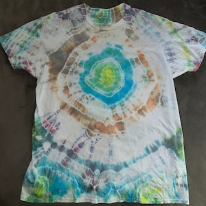 XL Tie Dye T-Shirt Unisex Adult Multi-Colored Shirt Blue Green Orange Brown Purple Geode Natures Eye Hippie Tie Dye Short Sleeve Cotton Tee