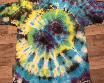 XL geode tie-dye T-shirt: uniseks katoenen T-shirt, blauw paars groen