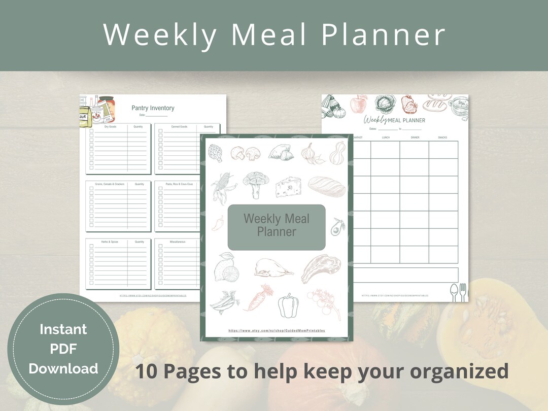 Weekly Meal Planner Printable, Family Organizer (PDF Download) - Etsy