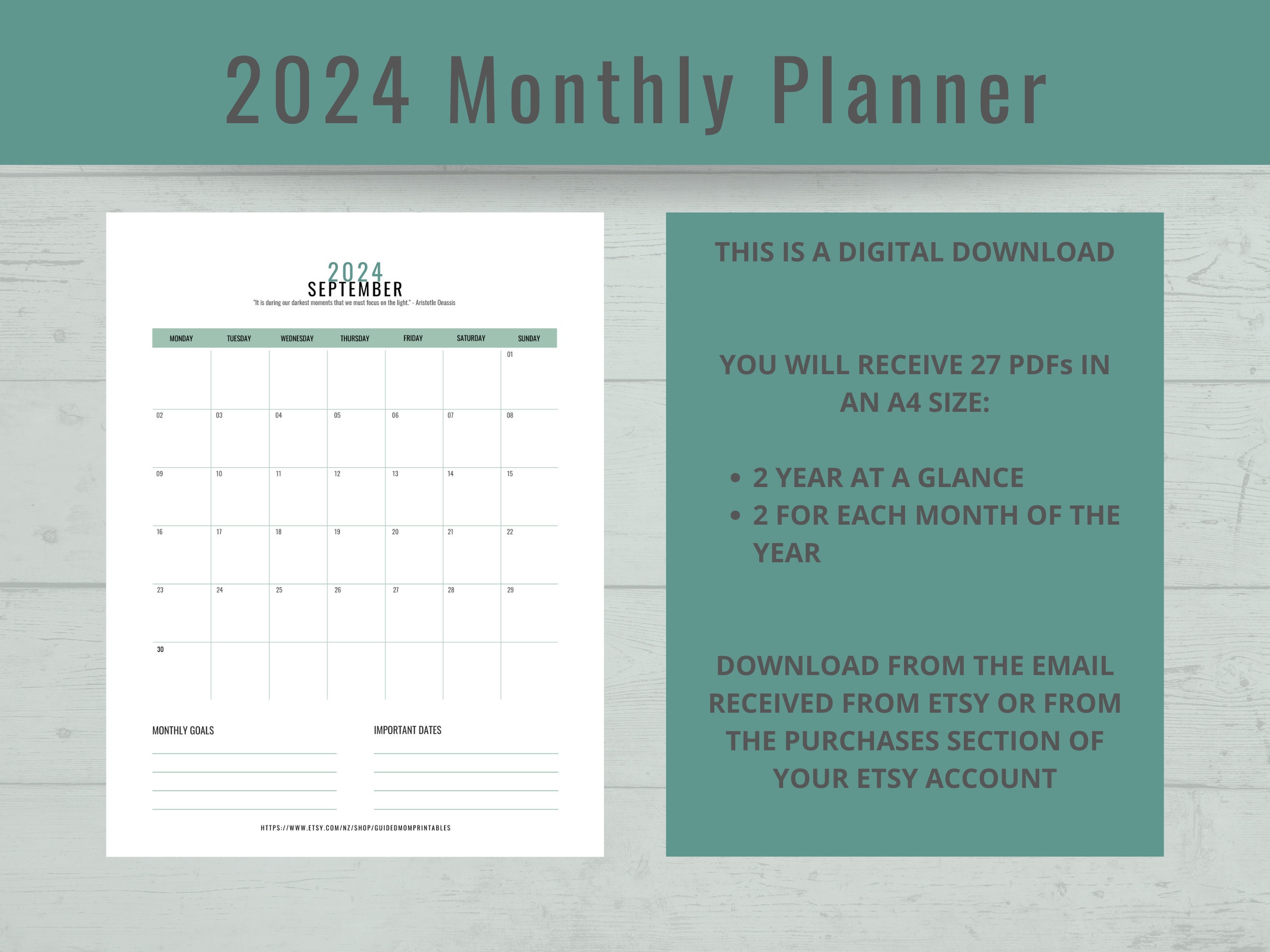 2024 Monthly Calendar Printable, 2024 Calender Printable, 2024 Monthly