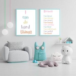 I can do hard things, Playroom Decor, Classroom Decor, Positive Affirmation, Homeschool Decor