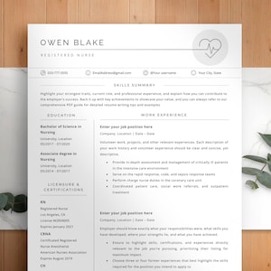 Modern nursing resume template for RNs, doctors, and healthcare professionals. 
Editable in Word & Google Docs, 1-3 page formats (A4 & US Letter).Includes cover letter, references, 50+ icons, resume & editing guides, 
interview tips,video tutorials