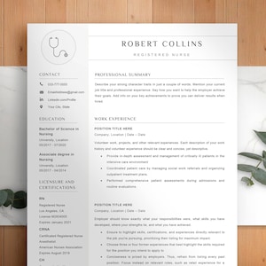 Professional Nursing Resume Template | Registered Nurse Resume | New Grad RN CV | Medical Resume | Editable Google Docs & Word Resume