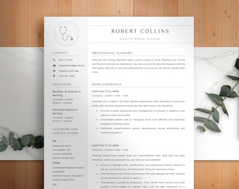 Professional Nursing Resume Template | Registered Nurse Resume | New Grad RN CV | Medical Resume | Editable Google Docs & Word Resume