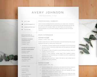 Clean Professional Resume Template 2025 Pack | MS Word Resume & Google Docs CV, minimalist executive resume + Cover Letter, 1-3 page resume