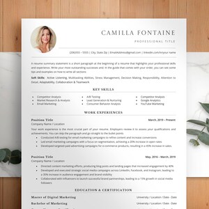 Professionell CV-mall med foto | Modernt företags-CV-paket | Word och Google Dokument | Redigerbart CV på 1–2 sidor