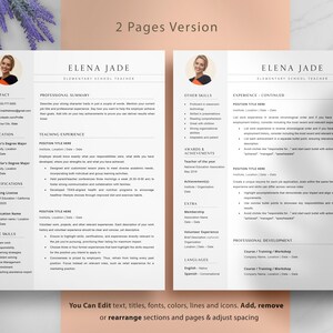 Teacher Resume Template Google Docs and MS Word | Elementary High ...
