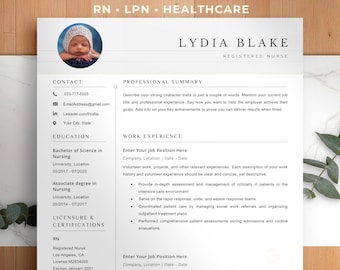 Professional Nursing Resume Template | Registered Nurse Resume | Healthcare Resume | Editable CV | Word & Google Docs | 1, 2, 3 Page