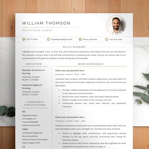 Elegant Nursing Resume, Medical Resume Template, Professional Nurse Resume, Doctor CV, New Grad Nurse Resume, RN resume, Google Docs & word