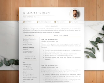Elegant Nursing Resume, Medical Resume Template, Professional Nurse Resume, Doctor CV, New Grad Nurse Resume, RN resume, Google Docs & word