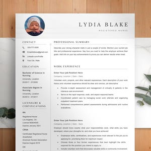 Professional Nursing Resume Template | RN, CNA, Medical CV | Word and Google Docs | Nurse Resume with Photo | Modern & Editable Nurse cv