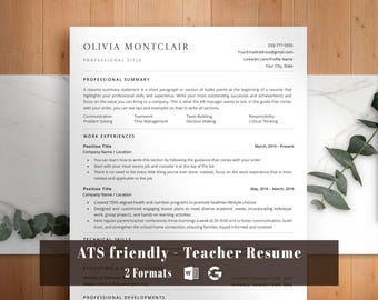 ATS-Optimized Teacher Resume Template | Clean ATS Teaching Resume Word Google Docs | Basic Simple Educator Resume Template Minimalistic