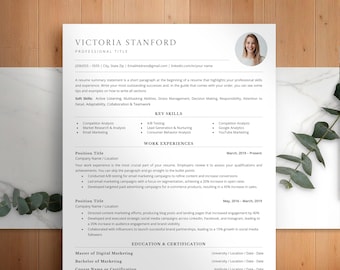Minimalist Resume Template with Photo | Clean Professional CV | Word & Google Docs | 1–2 Page Resume