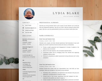 Registered Nurse Resume | Professional Nursing Cv | RN, CNA, LPN Resume Template | Medical Resume for Healthcare Jobs | Word & Google Docs