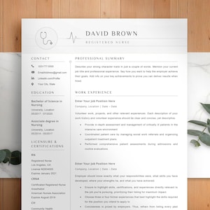 Nursing Resume Template | Medical CV | Nurse Practitioner Resume | RN Resume | New Grad Nursing Resume | Editable Google Docs & Word