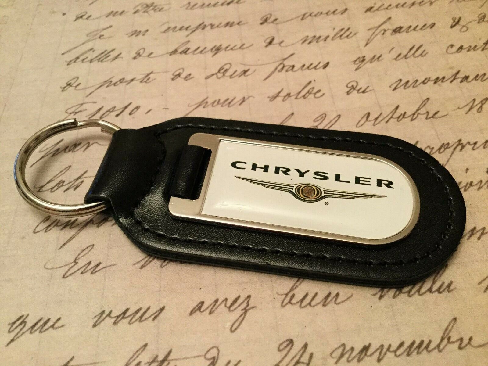 Chrysler Bedruckt Qualität Schwarz Echtleder Schlüsselanhänger Crossfire PT 