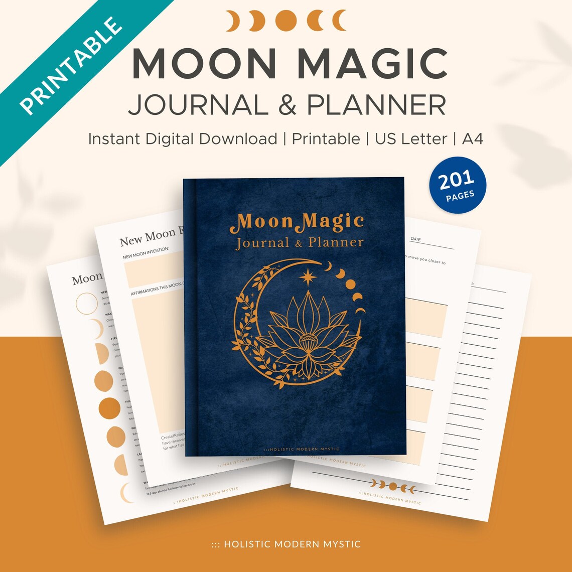 Printable Moon Magic Journal & Planner Full Moon New Moon Etsy