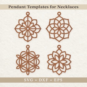 4 Pendant Designs for Necklaces | Wood, Metal, Acrylic | SVG | Laser Cutting | CNC