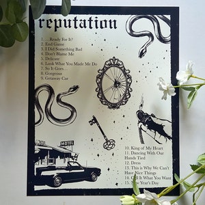 Reputation Fan Art | End Game, Delicate, Don’t Blame Me Aesthetic | Eras Tour Art | Dress, Gorgeous, Getaway Car 8x10 Poster