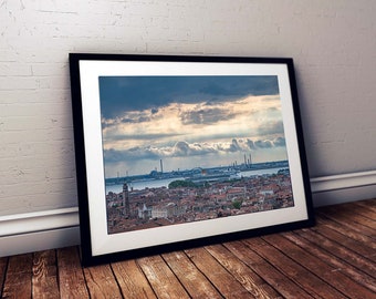 Venice Art, Canal Venice, Home Decor, Italy photography, Panorama, Top view