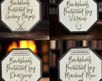 Bookshelf Protected By: Multiple Options - Masked men, Hockey players, Monsters, Villains, Dragons, Alphas (5.5x5.5)