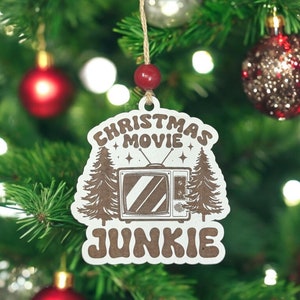 Christmas Movie Junkie, Ornament, Christmas Gift, Gift for friend, Gift for coworker, Christmas Movies