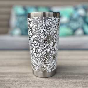 Lace Design 360 degree laser engraved,20oz tumbler with lid, Multiple Colors, Lace, Mother's Day Gift, Birthday, Gift for Mom