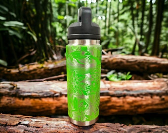 Tree Frog Engraved Water Bottle, 26oz, Chug Cap