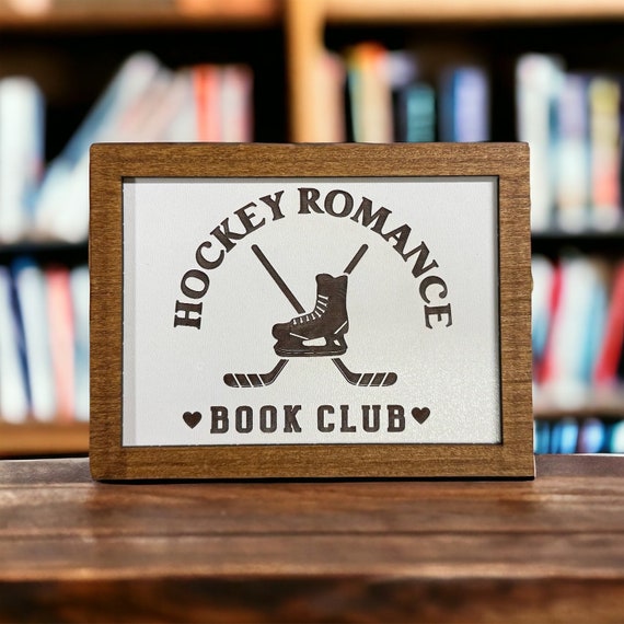 Hockey Romance Book Club Sign: Engraved Library Decor
