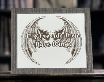 My Favorite Men Have Wings, Bookshelf Sign, Book Boyfriend