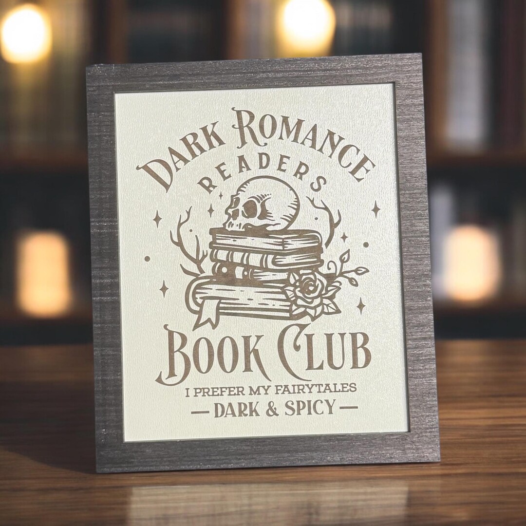 Romance Library Sign Dark Romance Book Club Sign: Engraved Bookshelf Decor (5x6