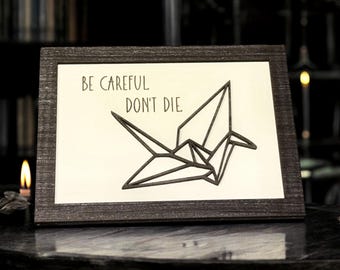 Engraved Paper Crane Bookshelf Decor: Spicy Booktok Smut Reader Gift