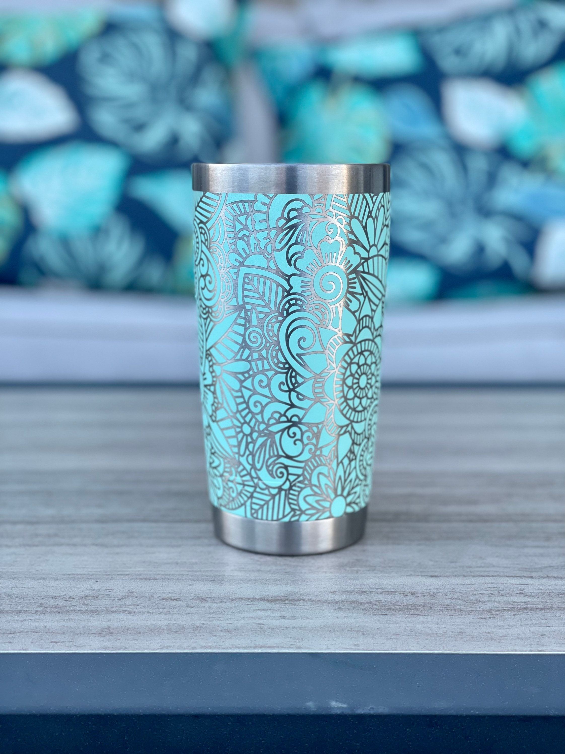26oz 360 Mermaid Design Lasered on Yeti Stackable Tumbler With Straw Lid.  Multiple Colors Available 