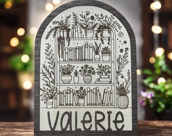 Personalized Bookshelf Sign: Engraved Library Decor