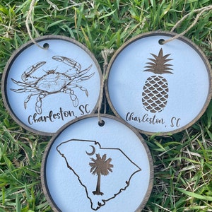 Charleston, SC Laser engraved Christmas ornaments, set of 3